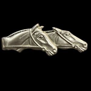 Swank Vintage Double Pony Horses Tie Clip Signed Silver Tone Men’s Accessories ￼